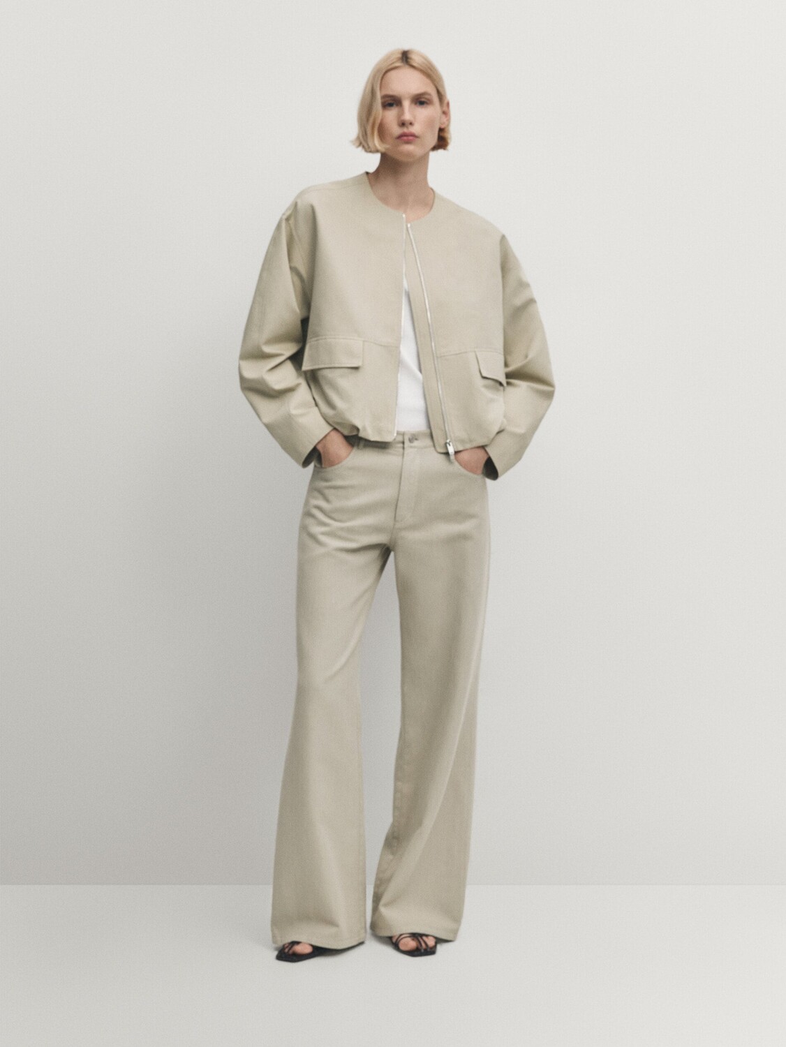 

Прямые струящиеся брюки. Massimo Dutti, зеленый