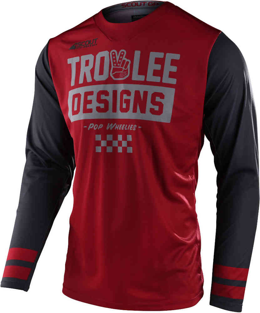 брюки troy lee designs gp женские мотокросс черно белые Джерси Scout GP Peace & Wheelies для мотокросса Troy Lee Designs, красный/черный