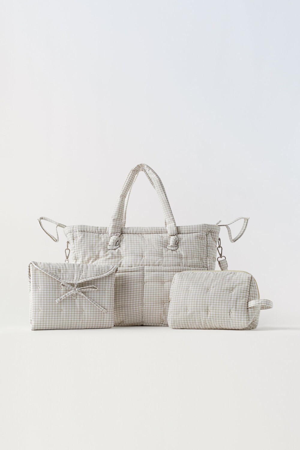 

Средняя сумка в клетку gingham Zara, экрю белый