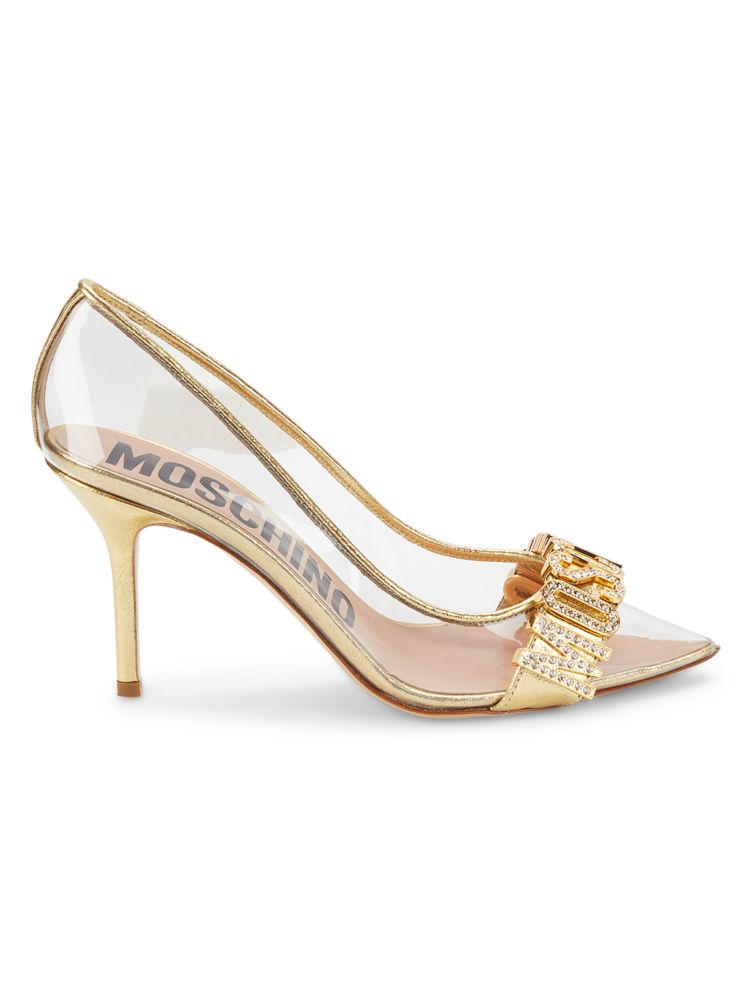 туфли на шпильке с декорированным логотипом Moschino Couture!, золото
