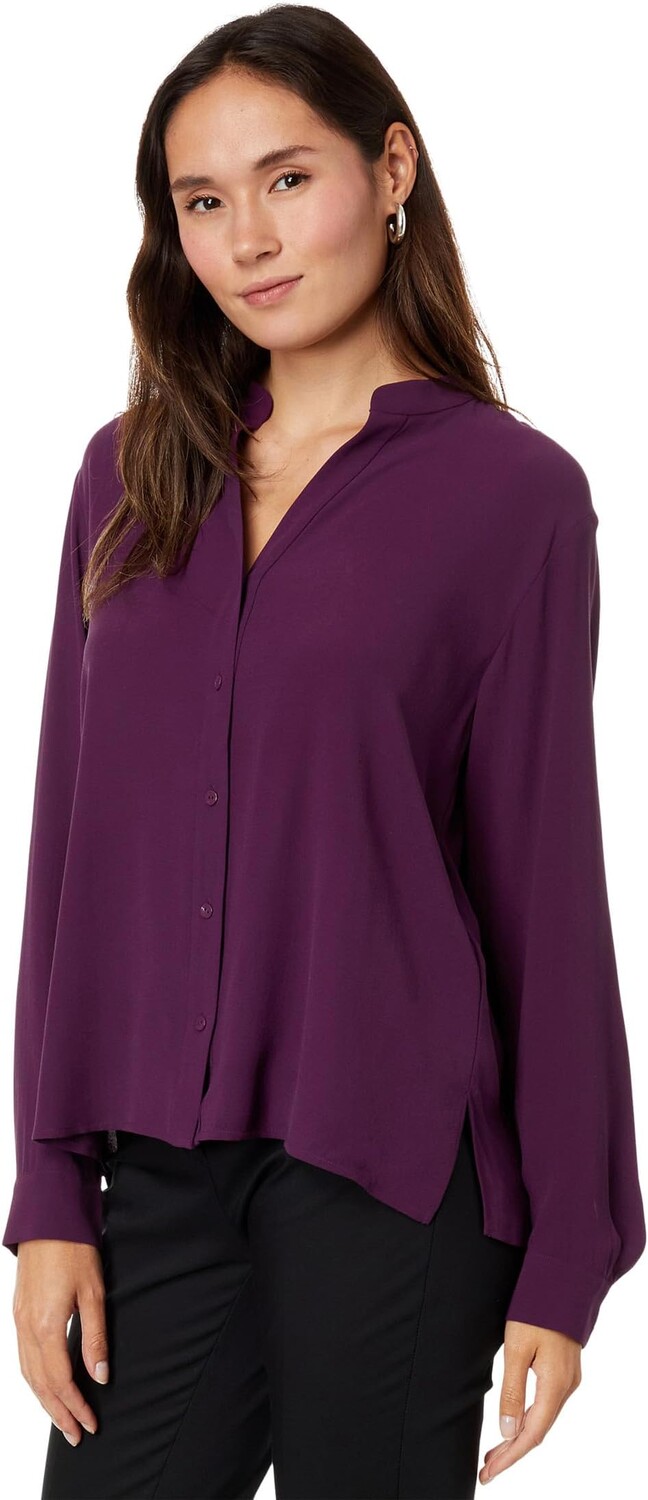 

Рубашка с воротником-стойкой Eileen Fisher, цвет Sweet Plum