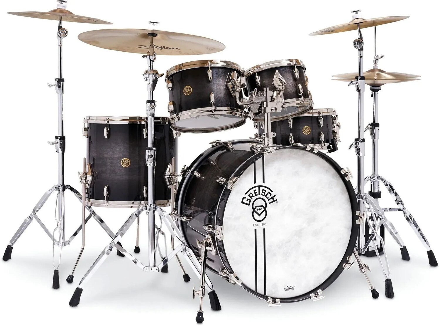 

Новые барабаны Gretsch, ограниченное издание, посвященное 140-летию, набор из 5 предметов - лак Ebony Stardust
