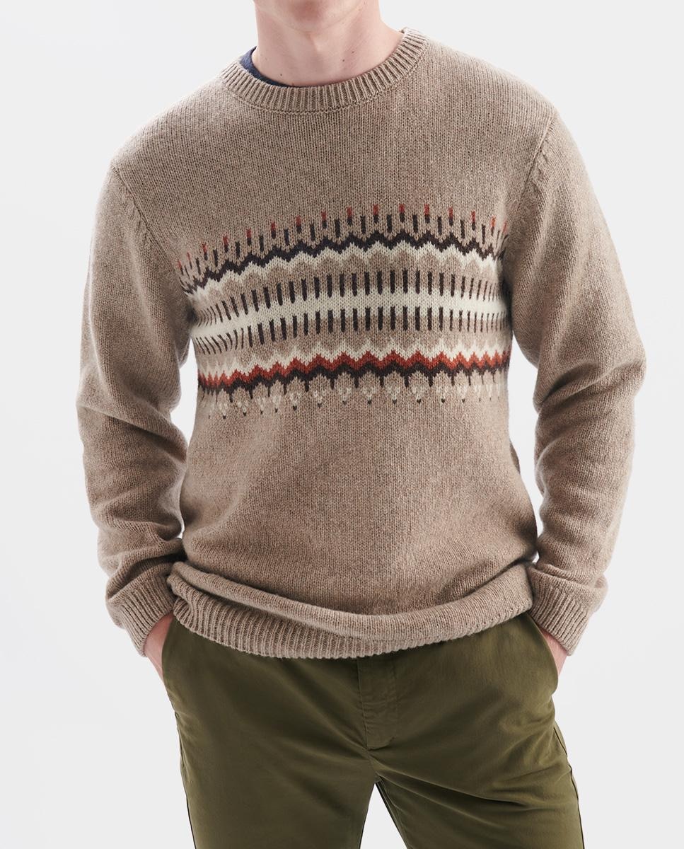Мужской бежевый свитер с круглым вырезом Loreak Mendian, бежевый
