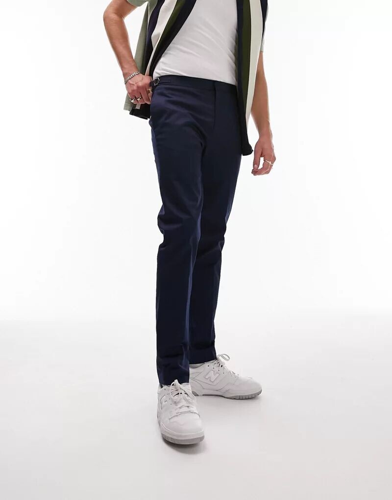 

Темно-синие чиносы узкого кроя Topman