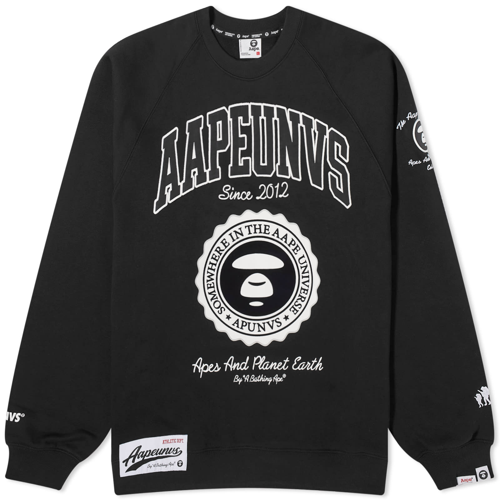 футболка aape team camo moonface черный Свитшот Aape College Flocking, черный