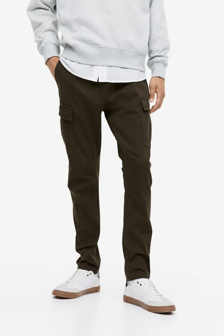 

Узкие брюки-карго H&M, зеленый