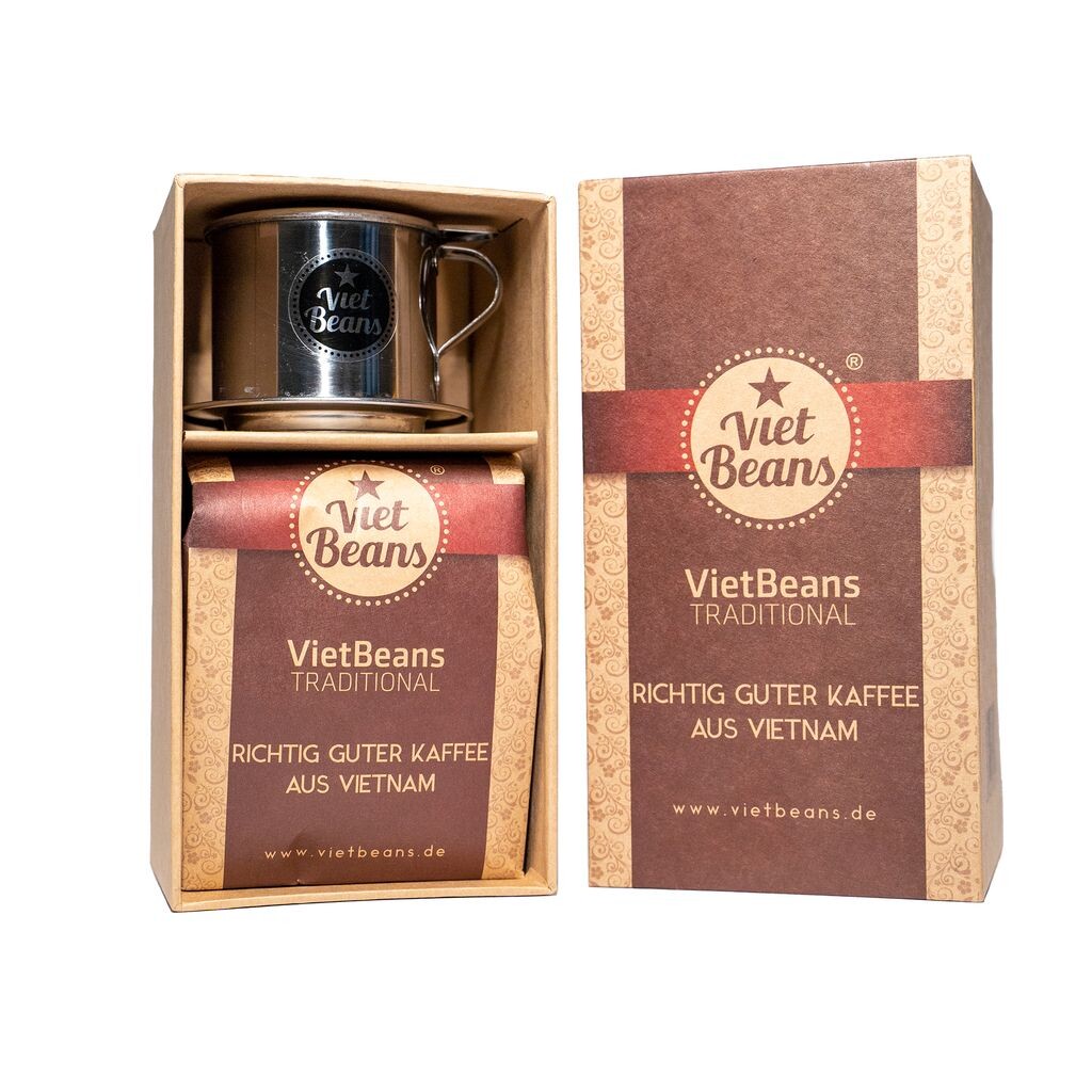 

Подарочный набор Vietbeans Традиционный - 250 г молотого жареного кофе и ручной фильтр для кофе в качественной упаковке - кофейный подарок