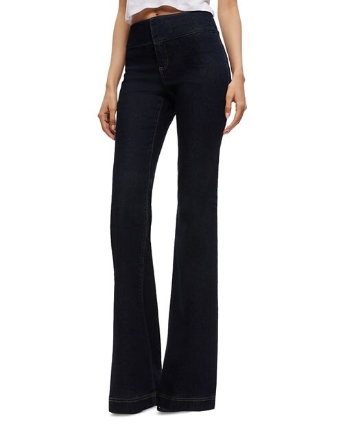 

Джинсы-клеш Olivia с высокой посадкой цвета Dark Rinse Alice and Olivia, цвет Blue