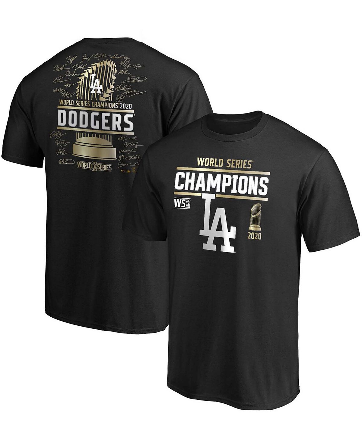 Мужская черная футболка Big and Tall Los Angeles Dodgers с подписью чемпионов Мировой серии 2020 года Fanatics