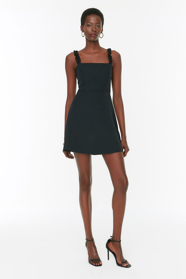Укороченное короткое платье со складками Trendyol, черный короткое платье со складками trendyol бургундия