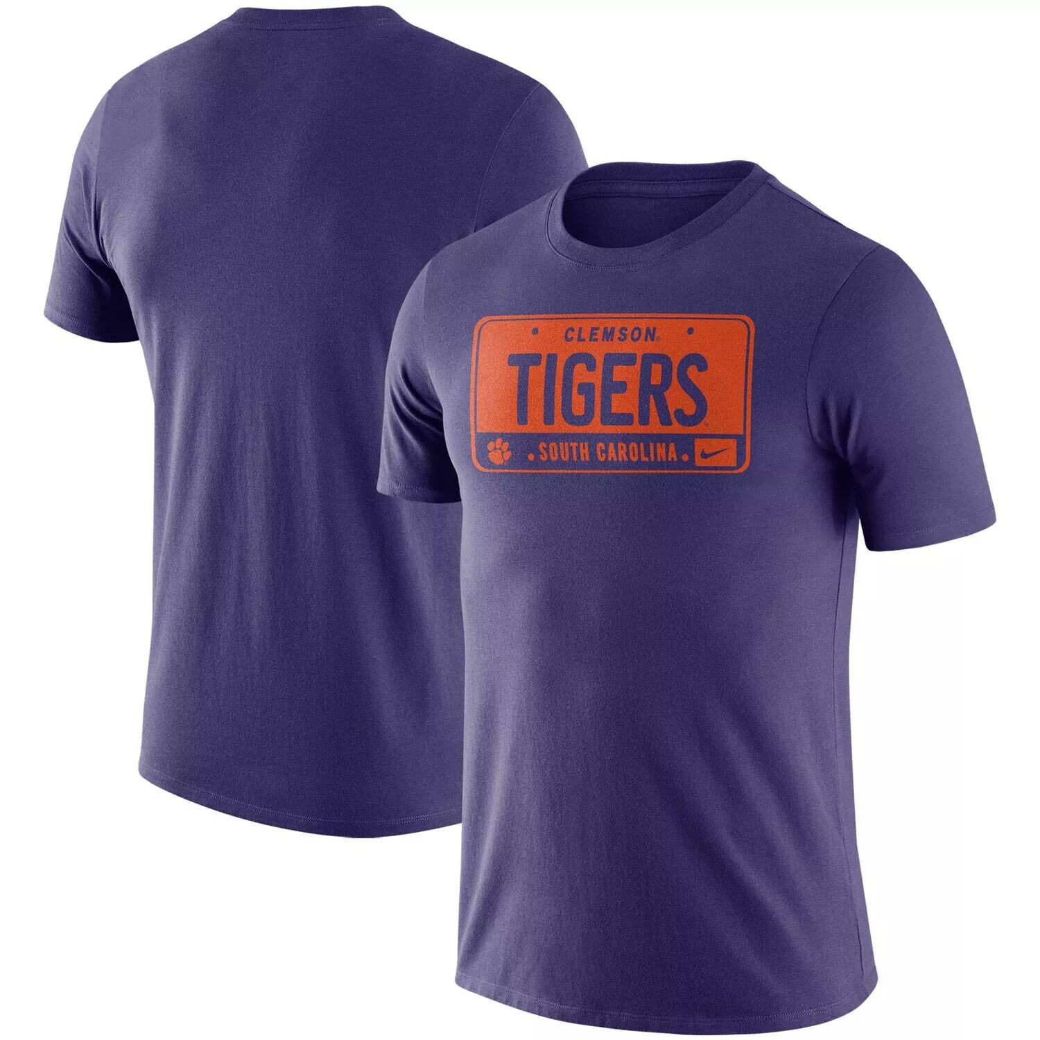 

Мужская фиолетовая футболка Clemson Tigers Plate Nike, Фиолетовый