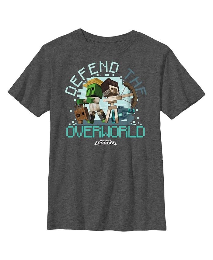 

Детская футболка Minecraft Legends Defend the Overworld для мальчика Microsoft, серый