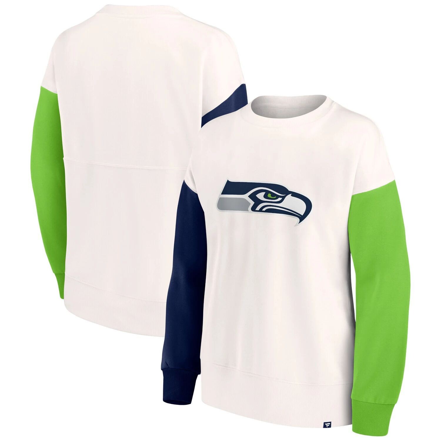 

Женский белый пуловер с логотипом Fanatics Seattle Seahawks и цветными блоками Fanatics