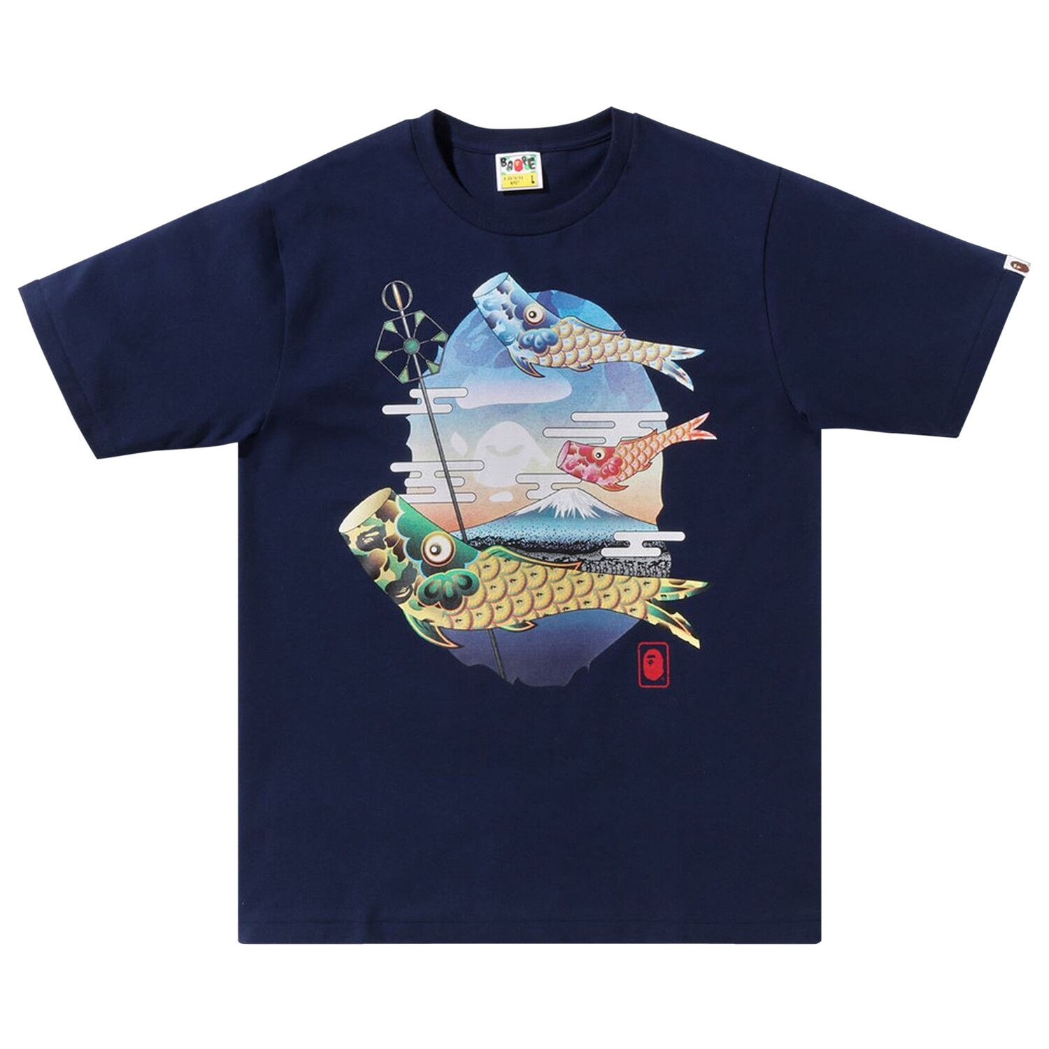 

Футболка BAPE Koinobori Carp Flags Ape Head, темно-синяя