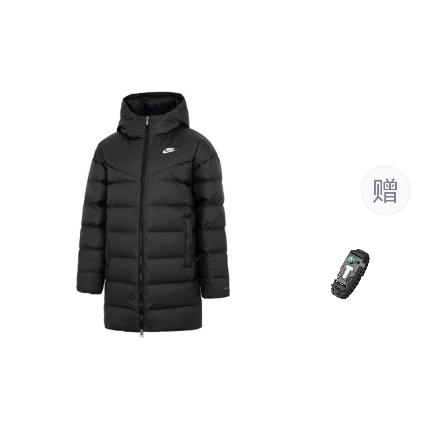 

Пуховик женский черный с напульсником Nike