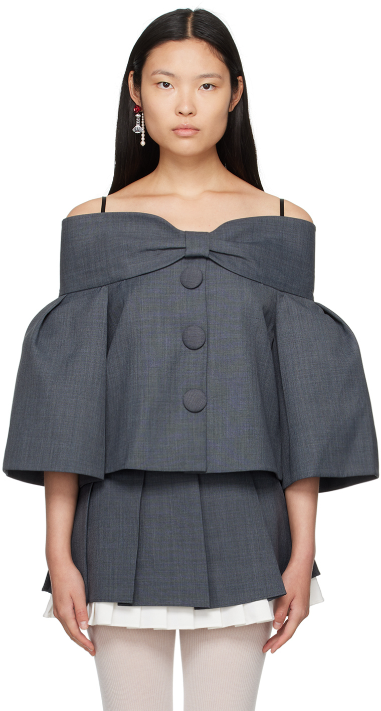 

Shushu/Tong Gray Bow Blouse