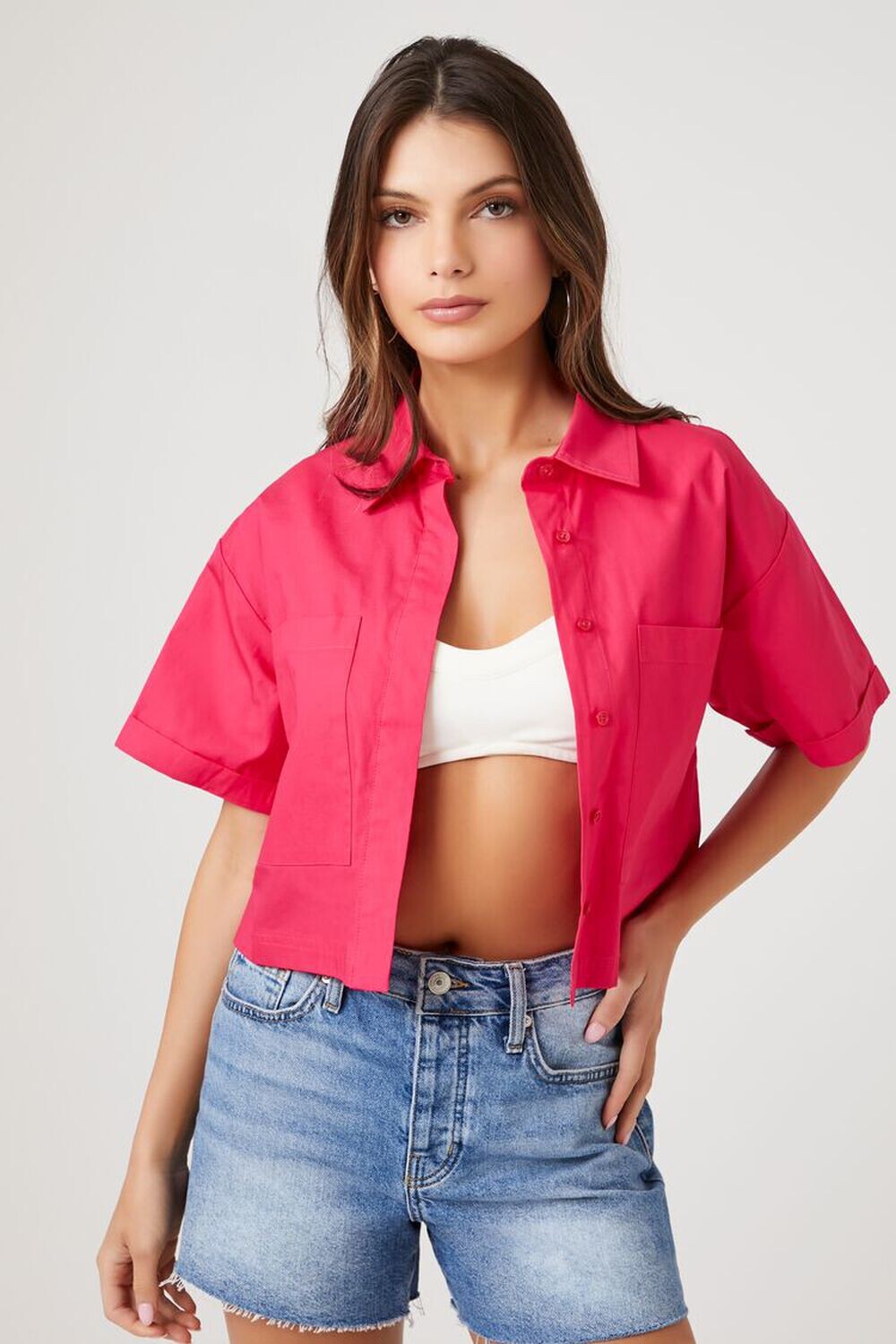 

Укороченная рубашка из поплина Forever 21
