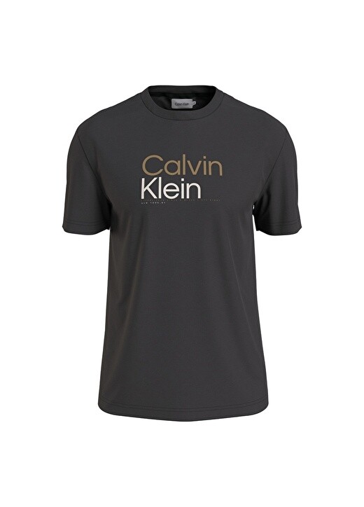 

Черная мужская футболка с круглым вырезом Calvin Klein, Черный