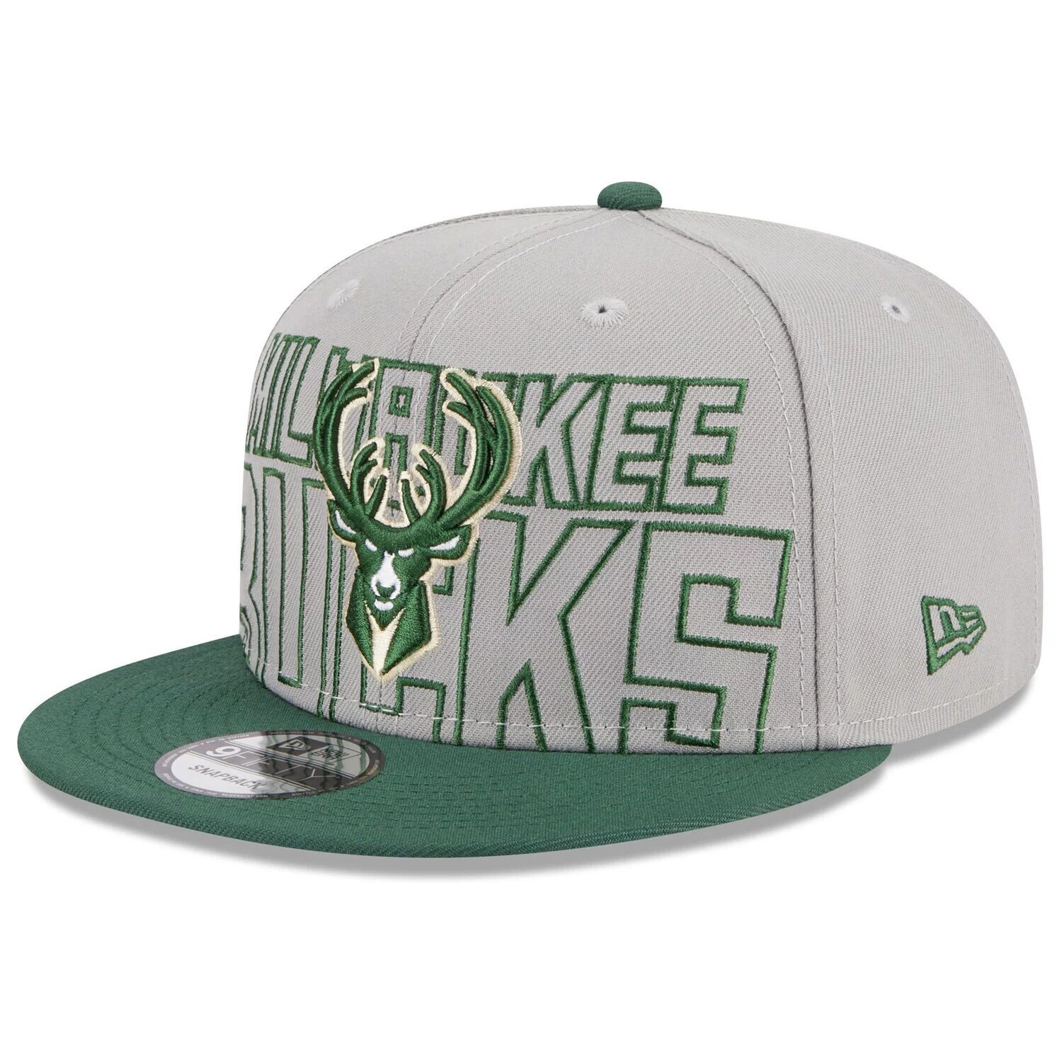 

Мужская двухцветная бейсболка New Era Grey/Hunter Green Milwaukee Bucks 2023 NBA Draft 9FIFTY Snapback