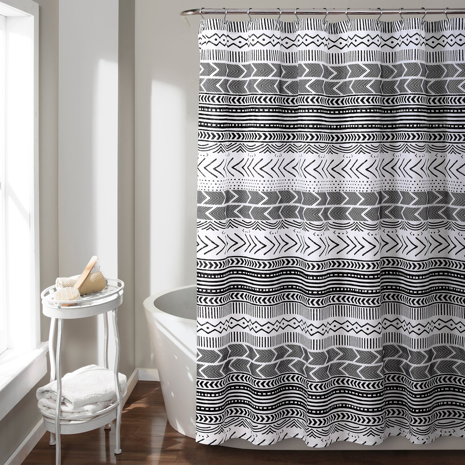 

Занавеска для душа Hygge Geo Lush Decor, цвет Black_White