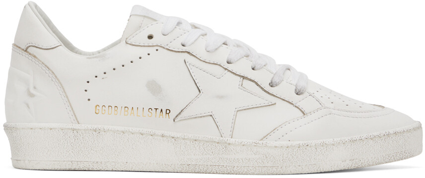 

Белые кроссовки со звездами Golden Goose, цвет Optic white