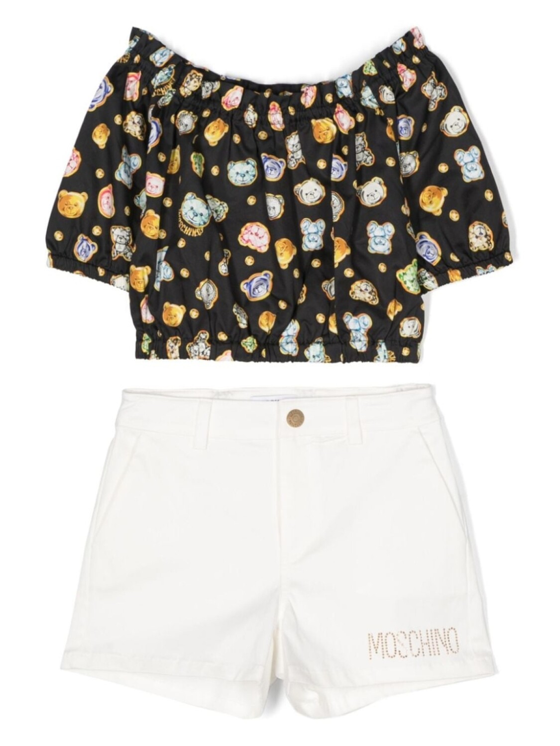 

Moschino Kids комплект из футболки и шортов с нашивкой Teddy Bear, черный