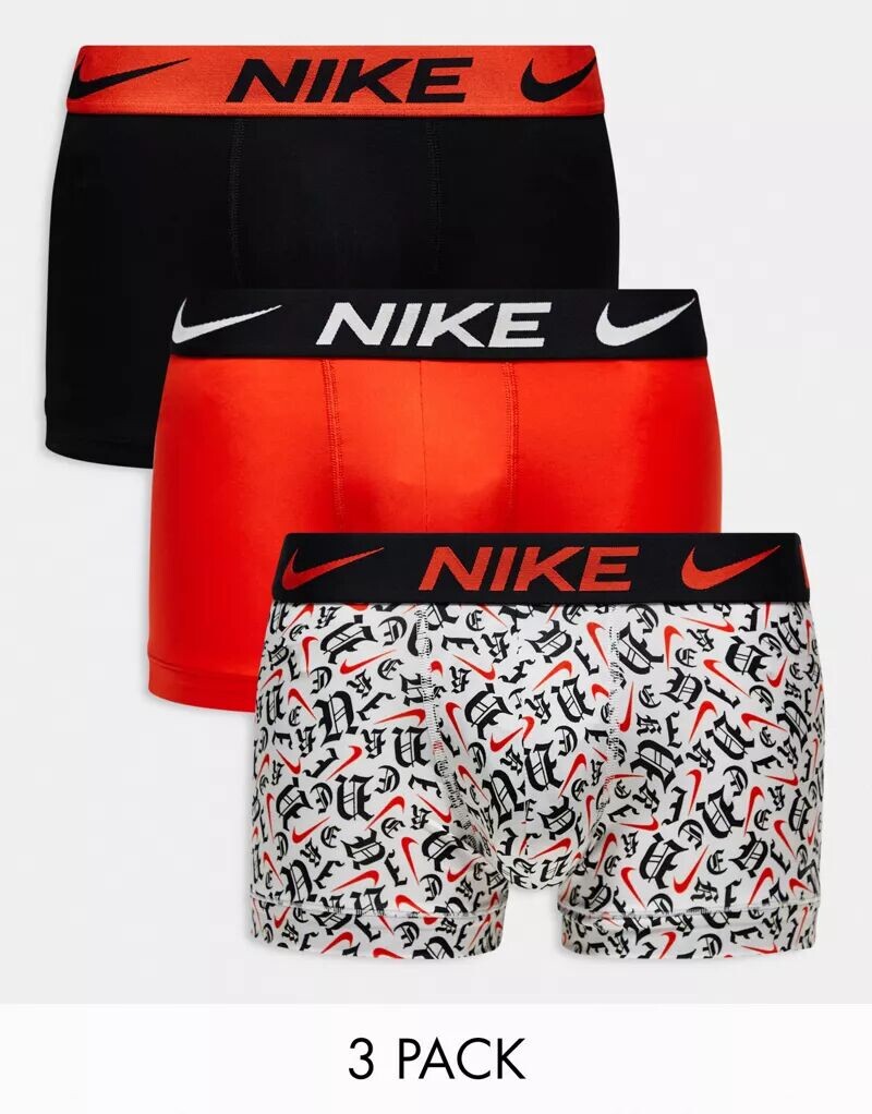

Комплект из трех трусов из микрофибры Nike Dri-FIT Essential с белым, оранжевым и черным принтом