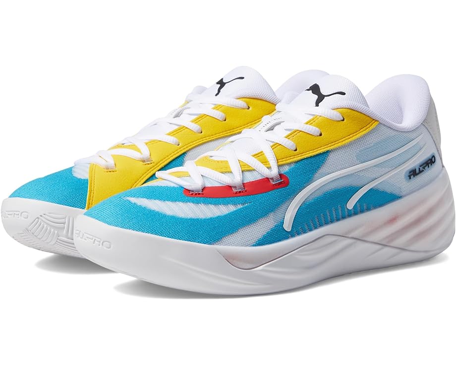 

Кроссовки PUMA All-Pro Nitro, цвет Puma White/Pelé Yellow/Bright Aqua