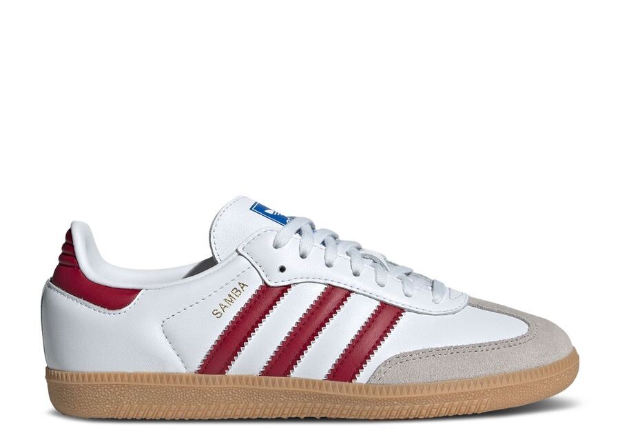 

Кроссовки adidas Samba OG J, цвет White Collegiate Burgundy Gum