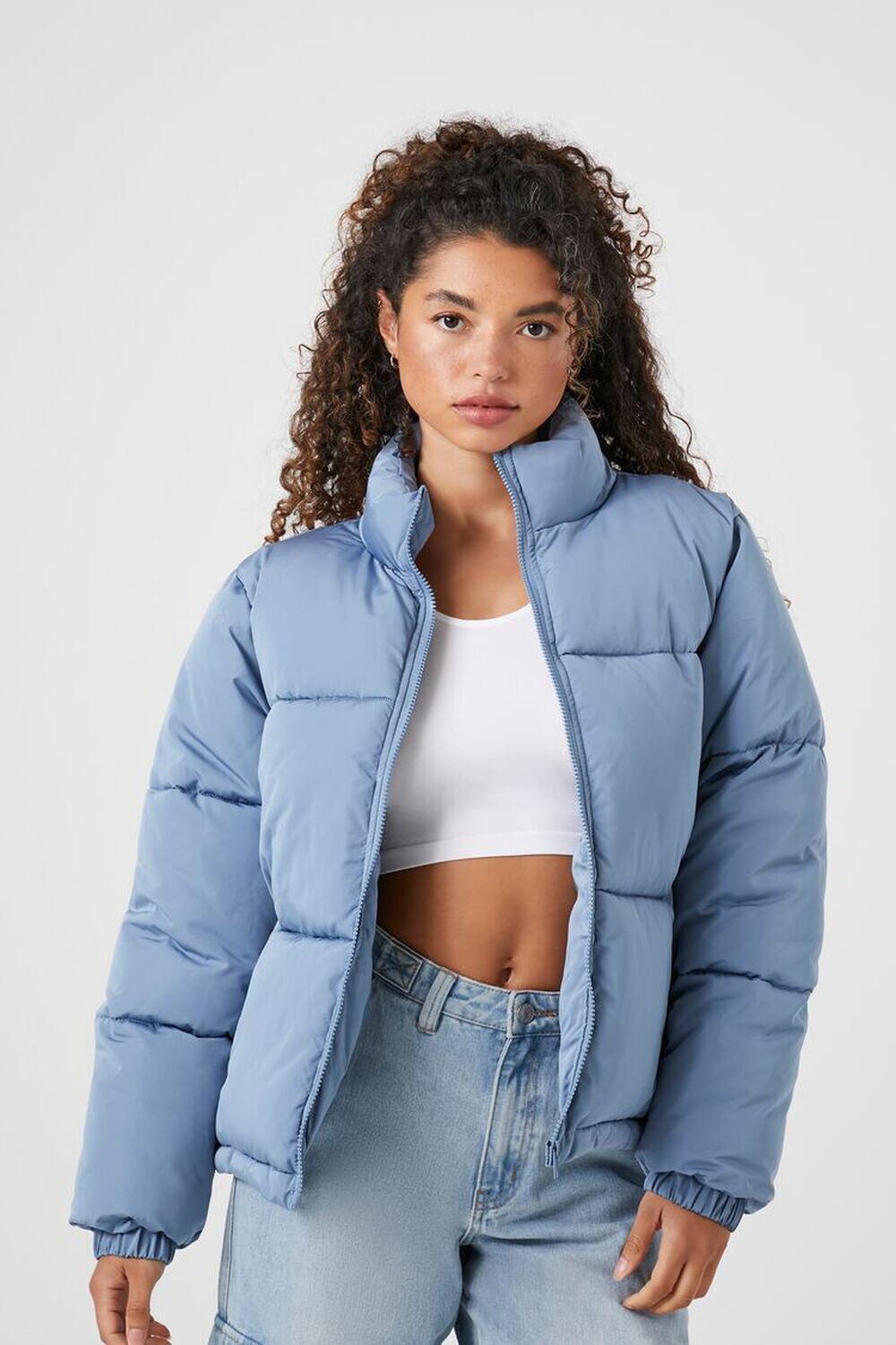 

Стеганая куртка-пуховик Forever 21, синий