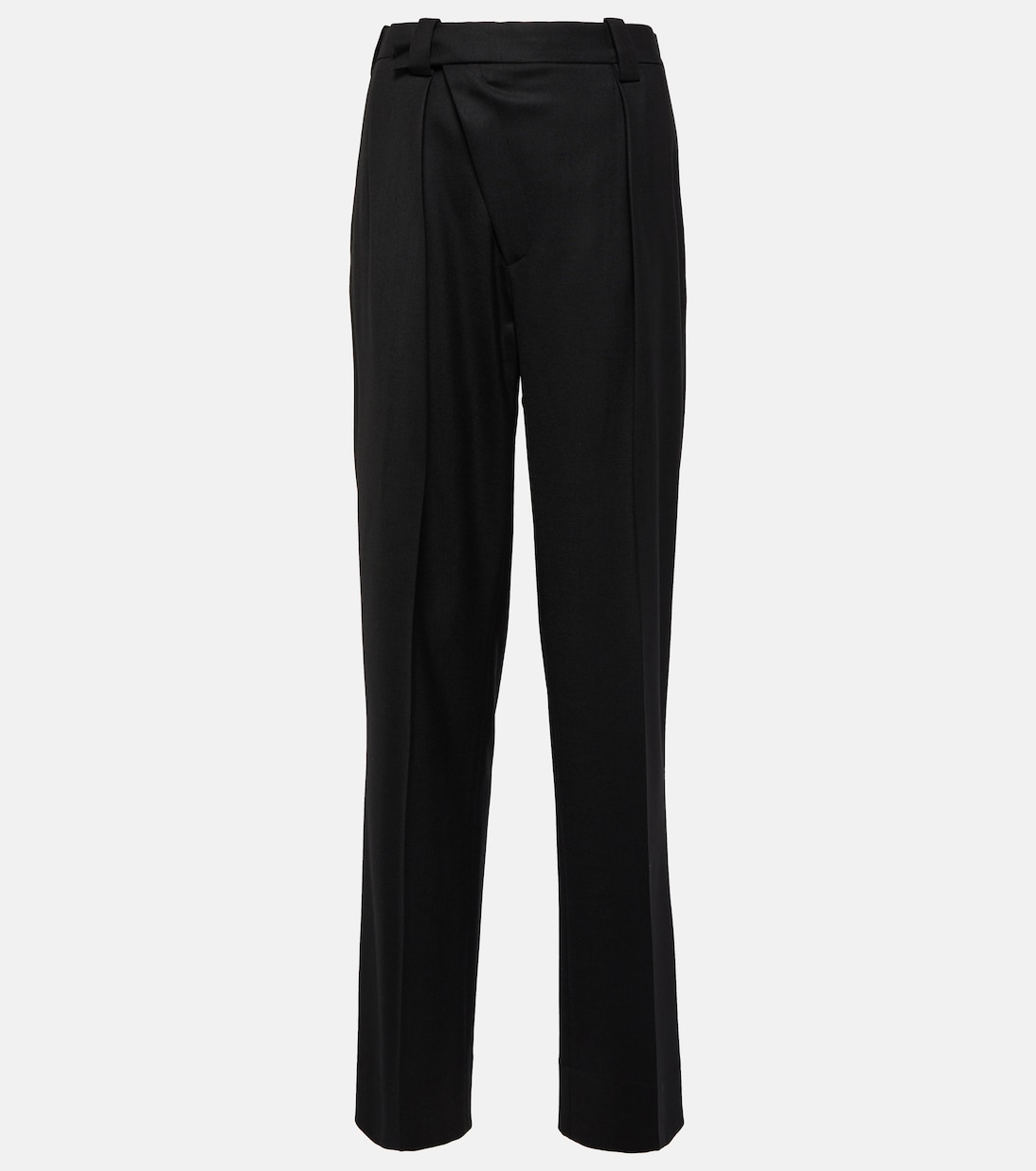 Асимметричные прямые брюки из смесовой шерсти Victoria Beckham, черный