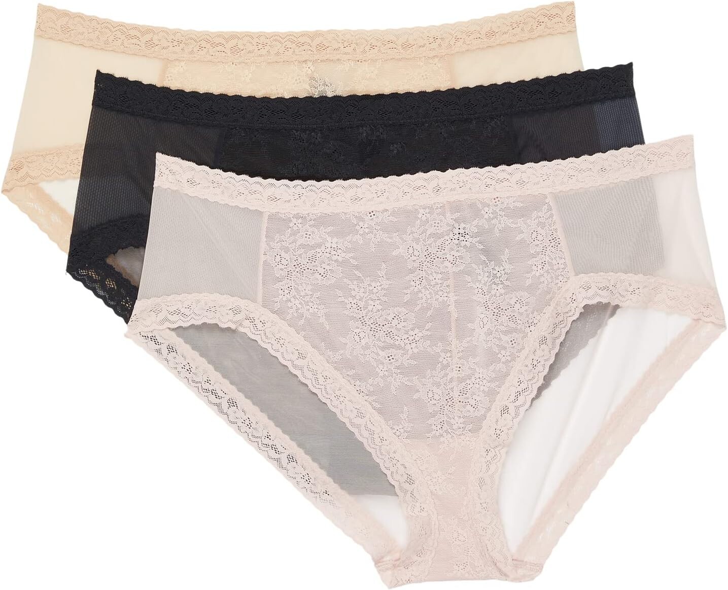 

Комплект трусов Escape Girl (3 шт.) Natori, цвет Black/Café/Rose Beige