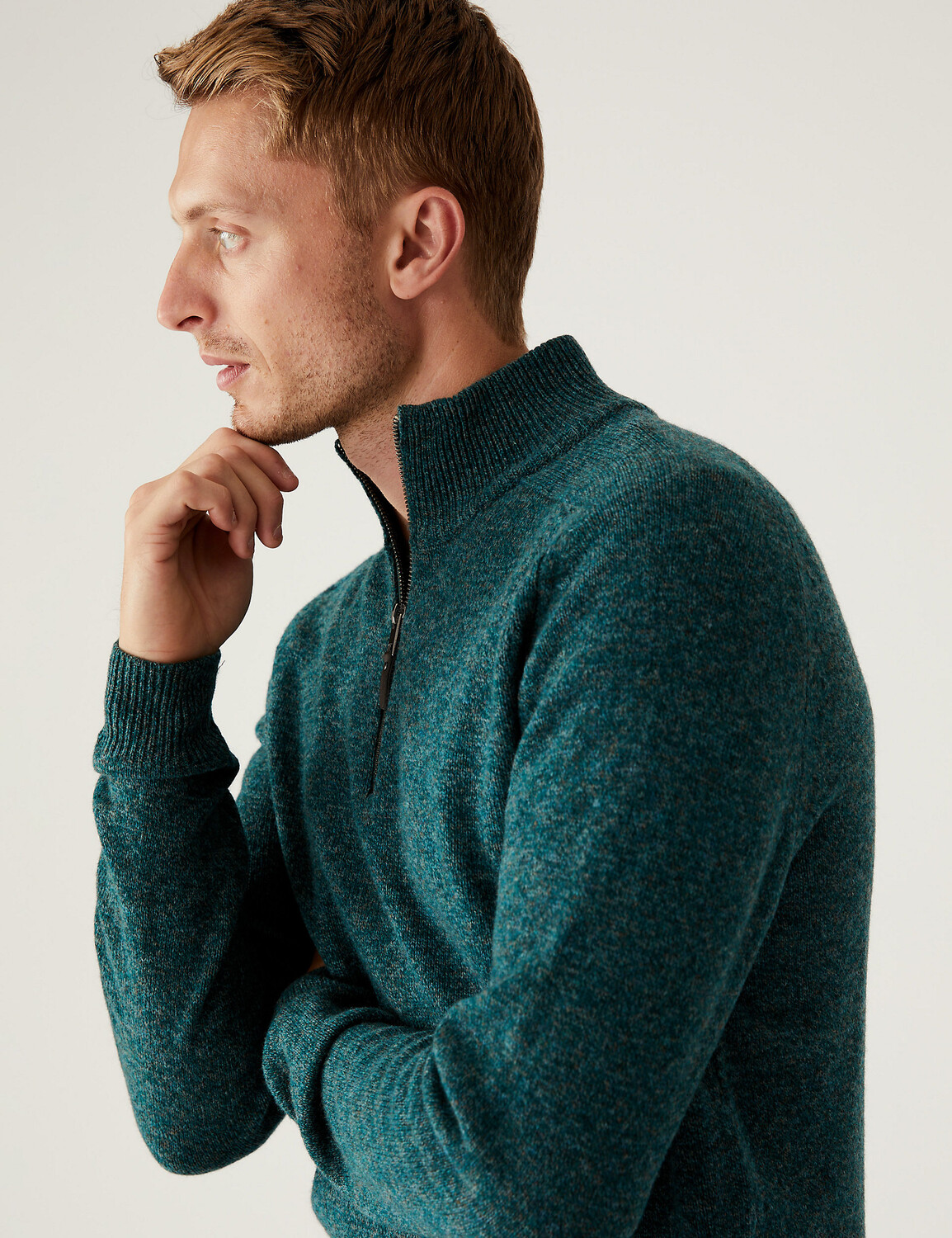 

Джемпер из очень тонкой овечьей шерсти Marks & Spencer, зеленый микс