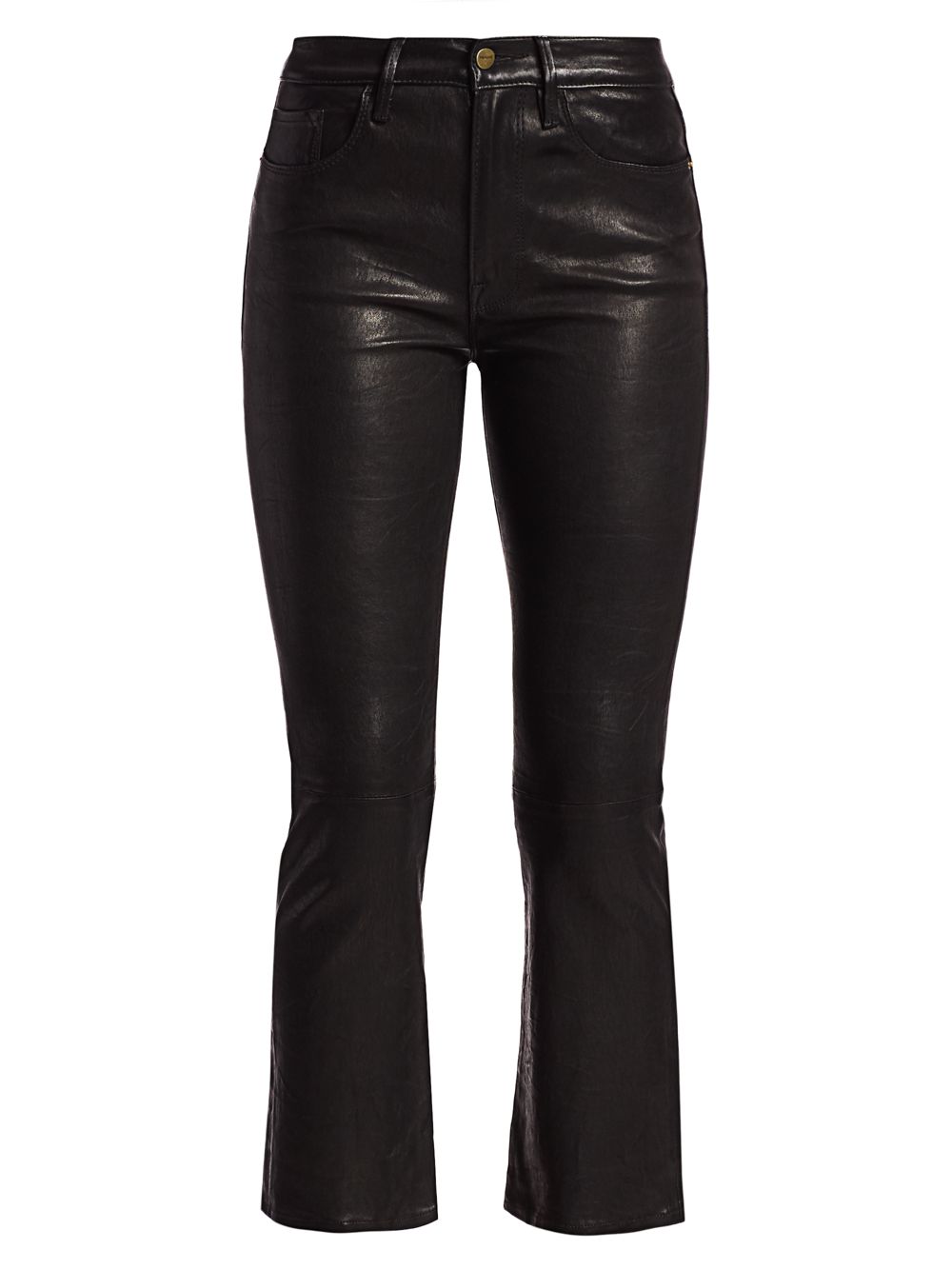 Миниатюрные кожаные брюки Le Crop с высокой посадкой Bootcut Frame, черный