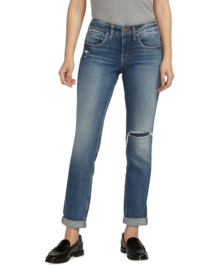 

Женские зауженные джинсы-бойфренды со средней посадкой Silver Jeans Co., цвет Indigo
