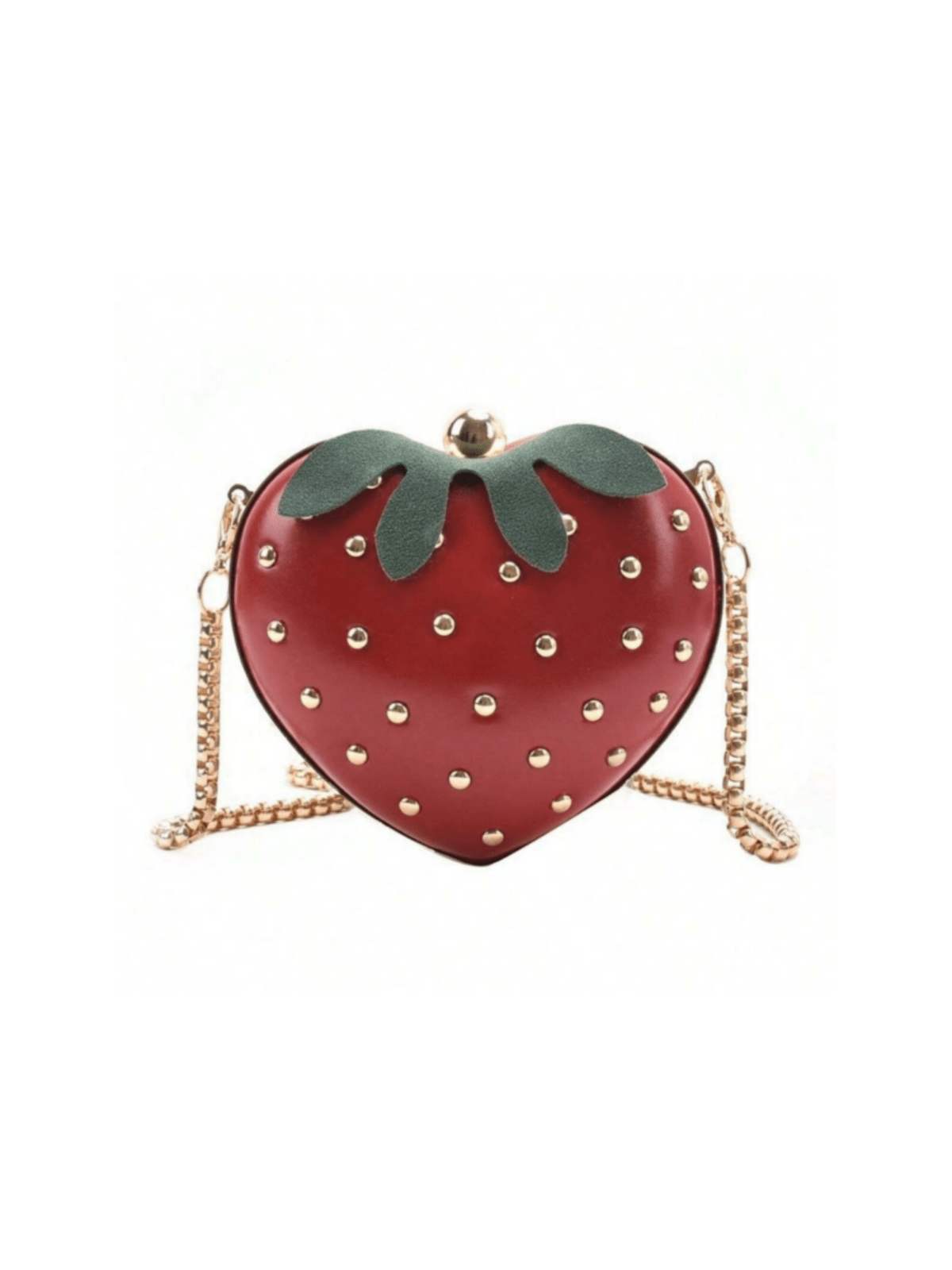 Модная сумка из искусственной кожи для девочек с клубничным дизайном, красный