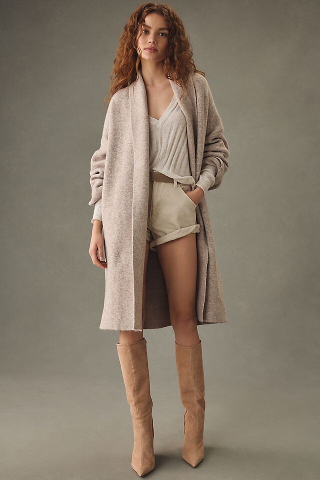 

Кардиган-свитер Mariel Anthropologie удлиненный, темно-коричневый