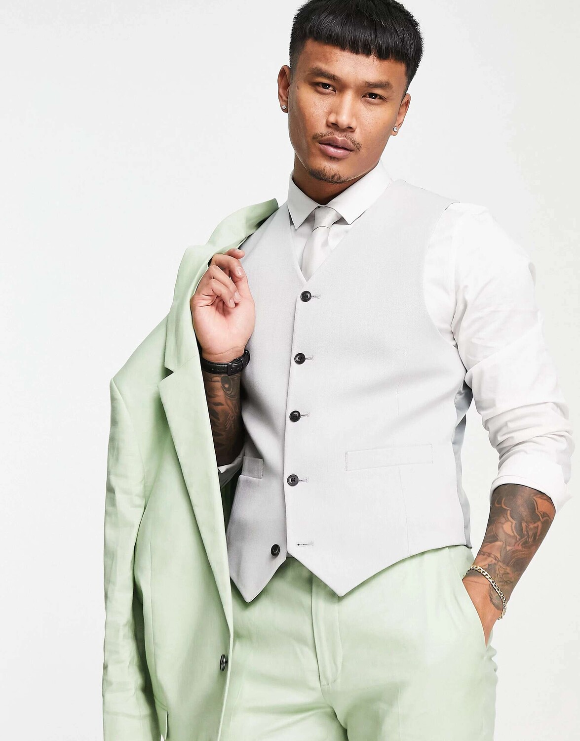 

Серый ледяной хлопковый жилет ASOS Wedding
