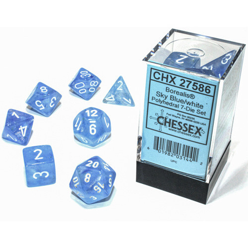 

Аксессуары Chessex Chessex Dice Set: Borealis Luminary Sky Blue/White (7)