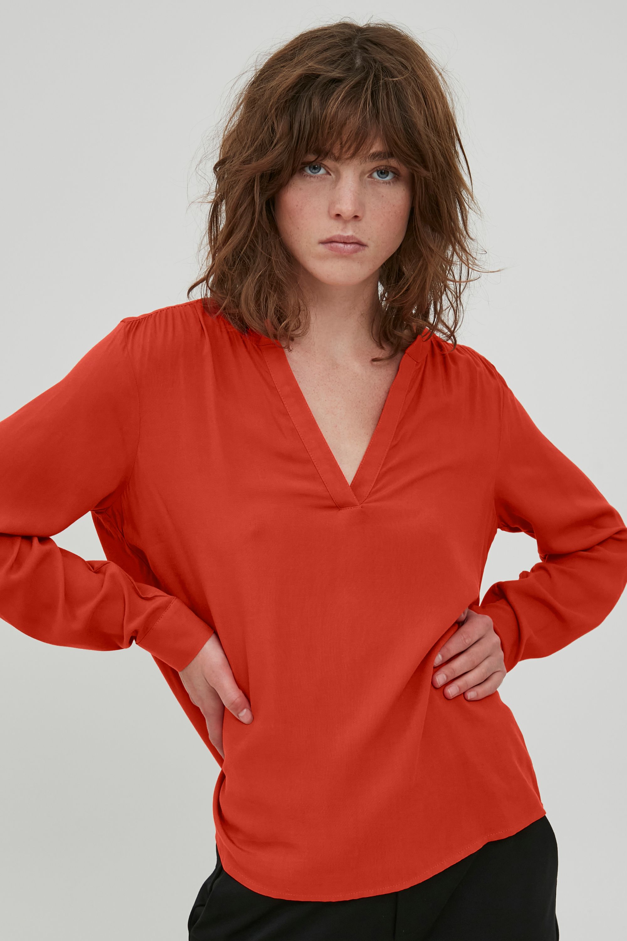 Блуза ICHI Langarm, красный