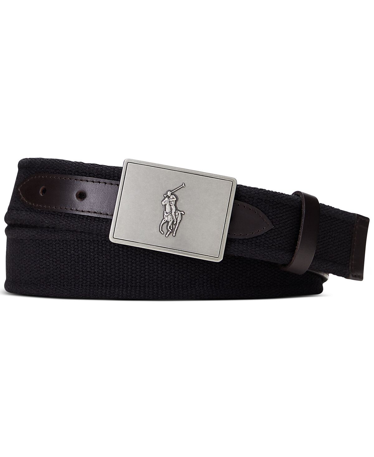 

Мужской ремень из ткани и кожи с бляшкой Pony Plaque Polo Ralph Lauren
