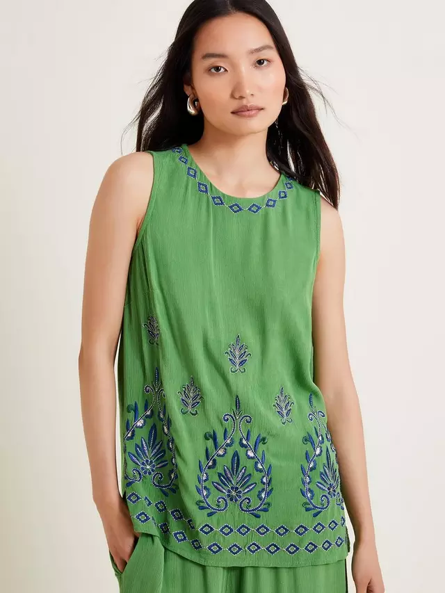 

Топ Monsoon Saffron Embroidered Tank, зеленый