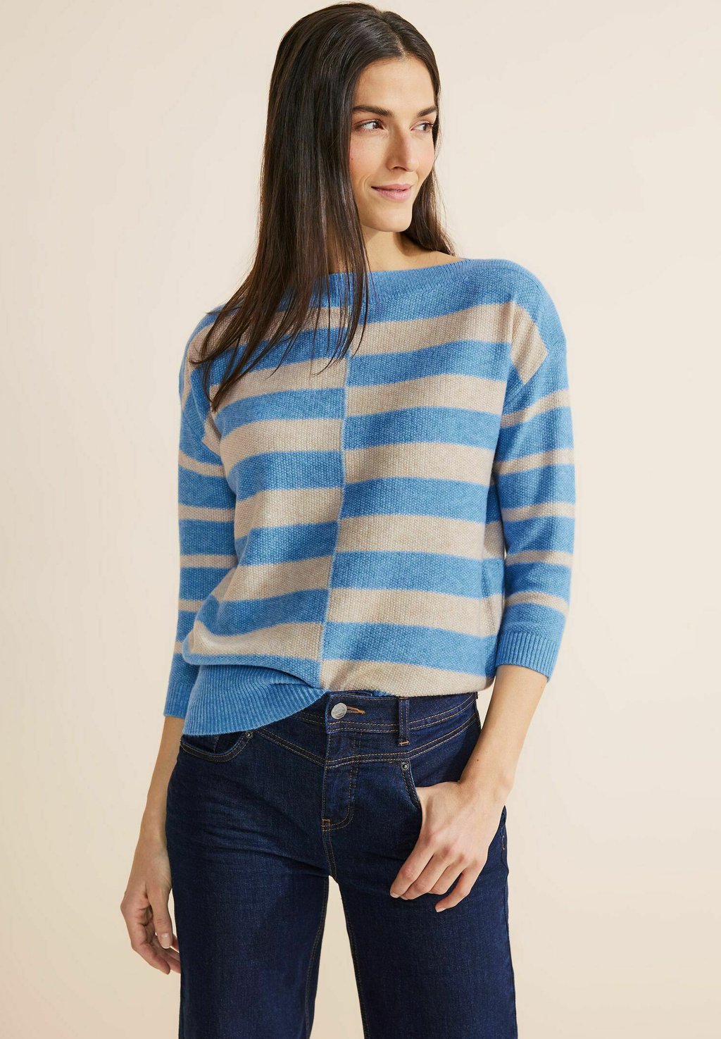 Вязаный свитер MIT STREIFENPRINT Street One, цвет blau
