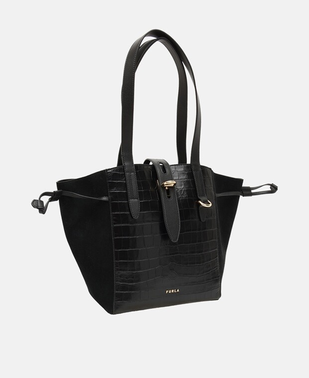 

Кожаная большая сумка-тоут Furla, черный