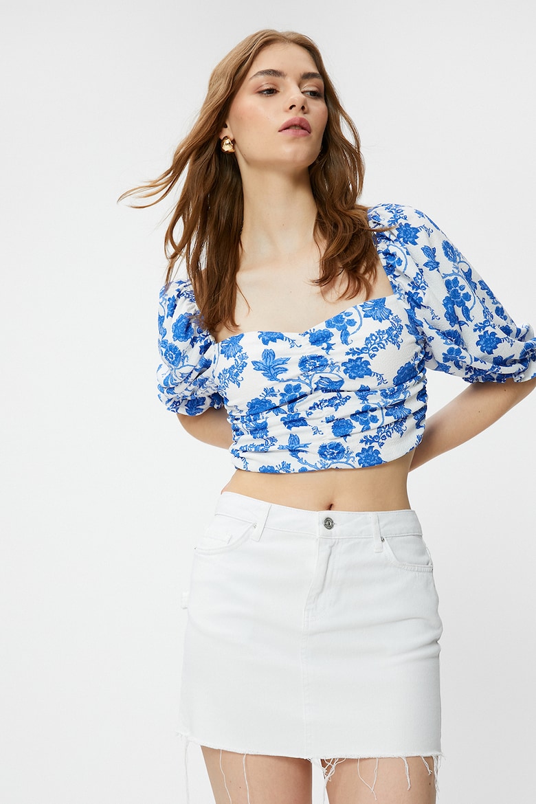 Короткая блузка с цветочным принтом Koton, белый