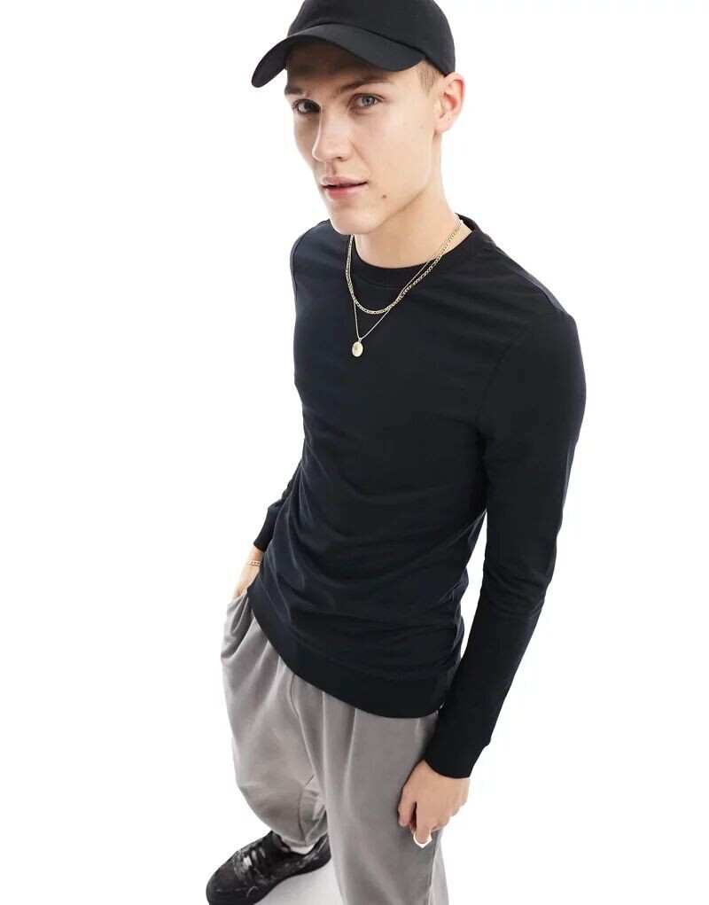 

Черный приталенный свитшот ASOS