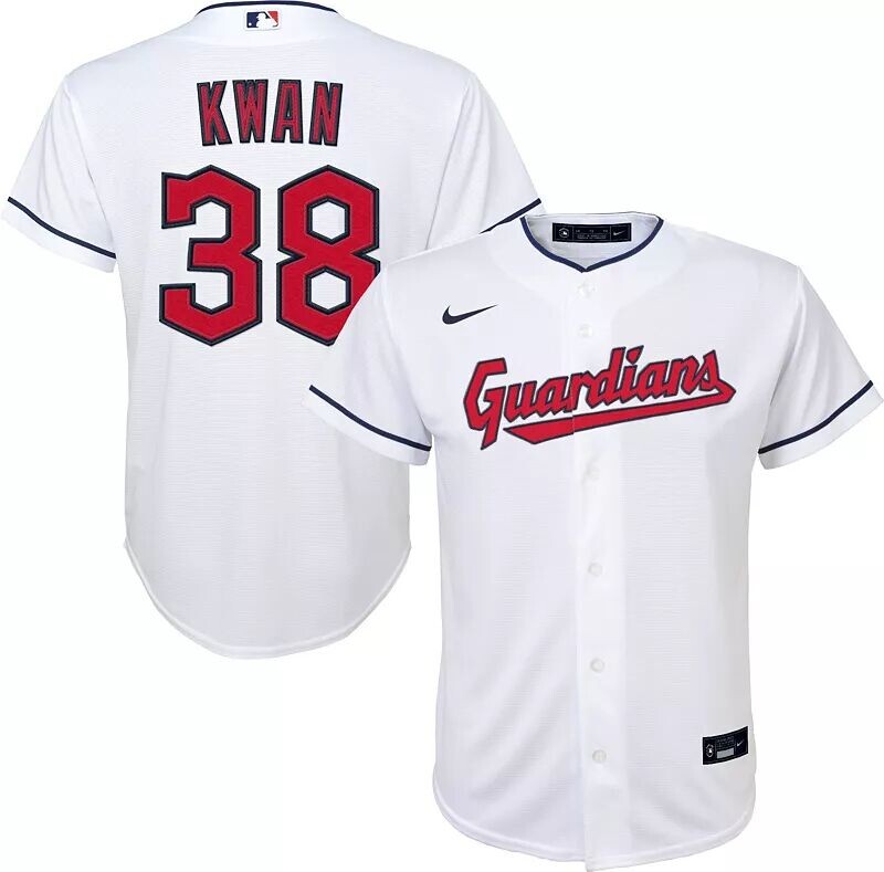 

Джерси Nike Youth Cleveland Guardians Steven Kwan #38 White Home Cool Base