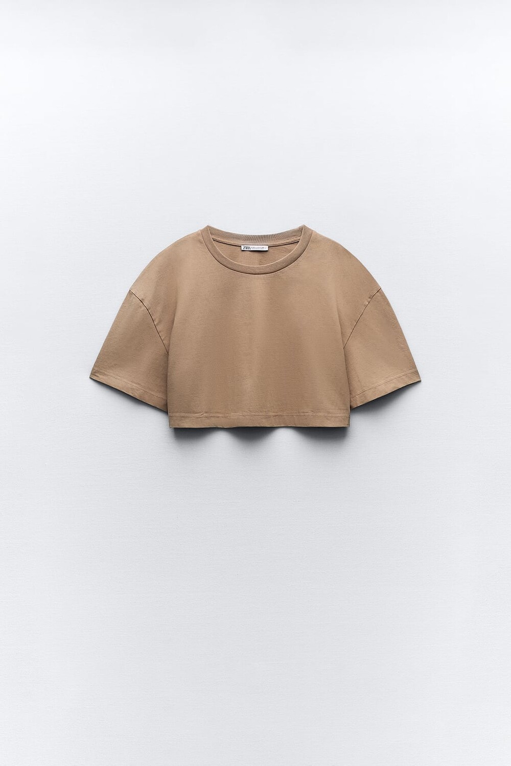 

Укороченный топ с эффектом потерянности ZARA, коричневый