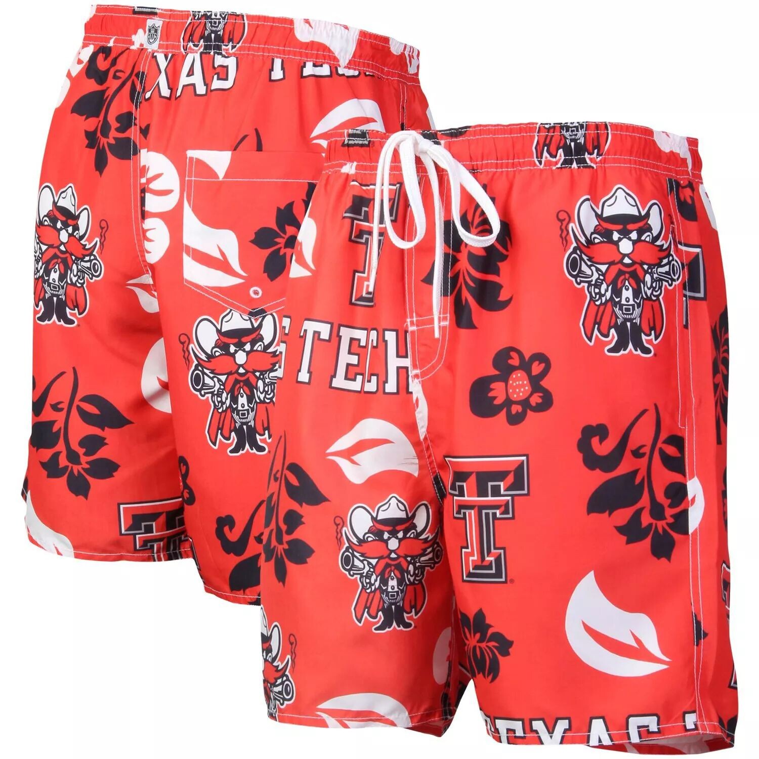

Мужские плавки Wes & Willy Red Texas Tech Red Raiders с цветочным принтом и логотипом Volley