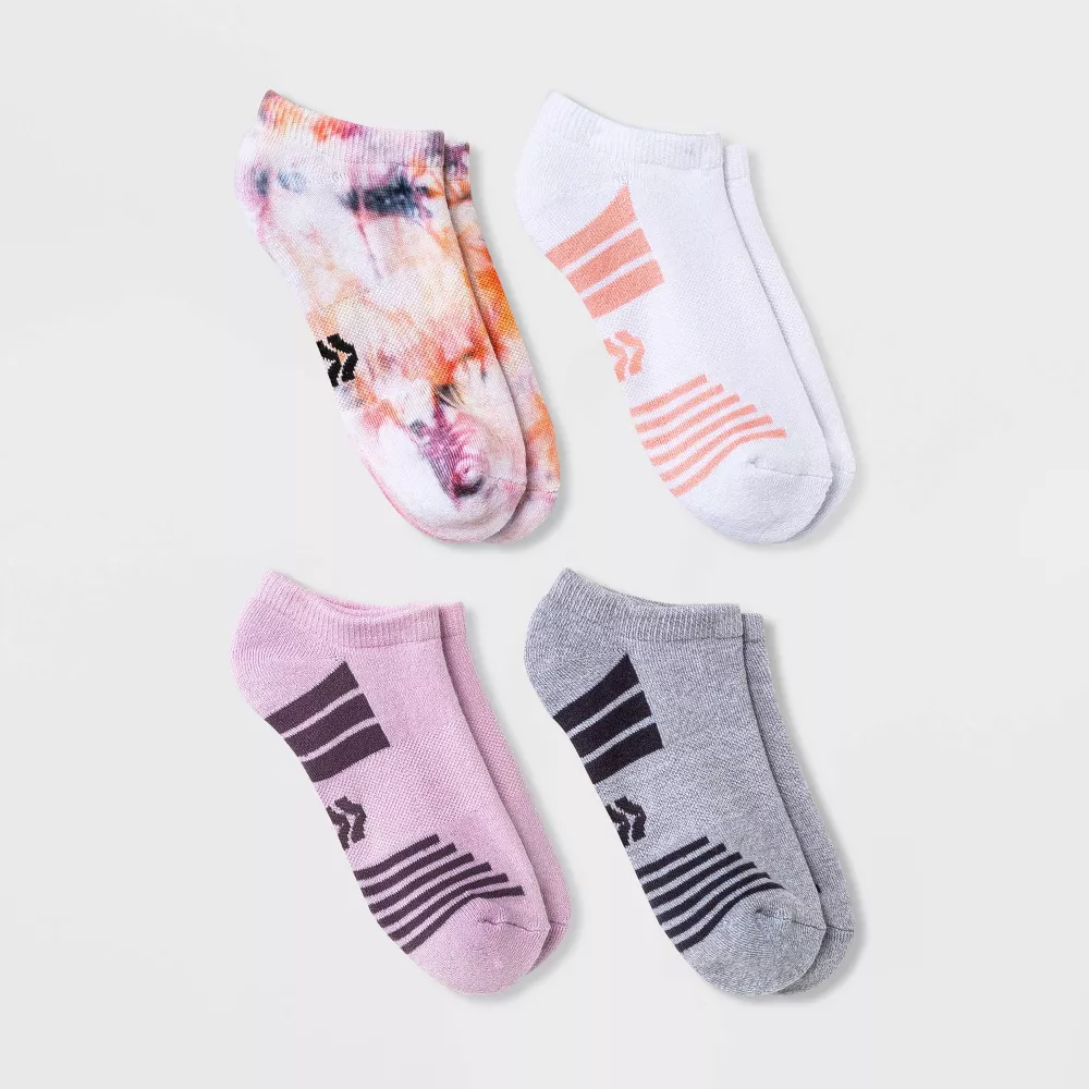 

Женские мягкие носки Tie-Dye 4 пары, не показываемые на виду, спортивные носки - All In Motion, цвет Pink/Purple